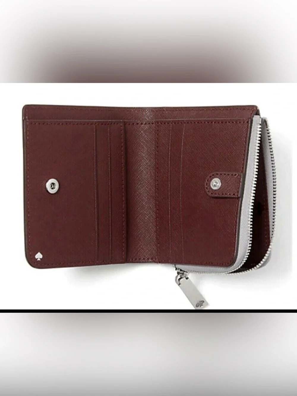kate spade Burgundy Saffiano Leather Zip Continental Wallet